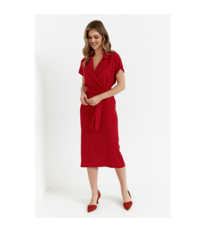 S363 Midi dress with collar - red