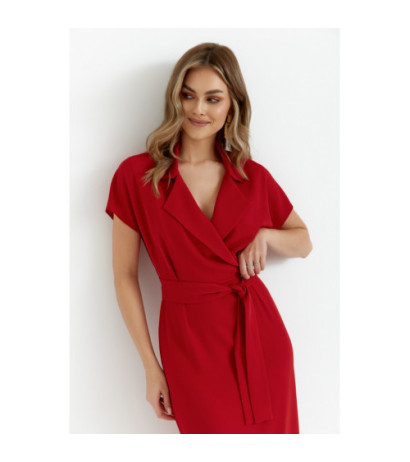 S363 Midi dress with collar - red