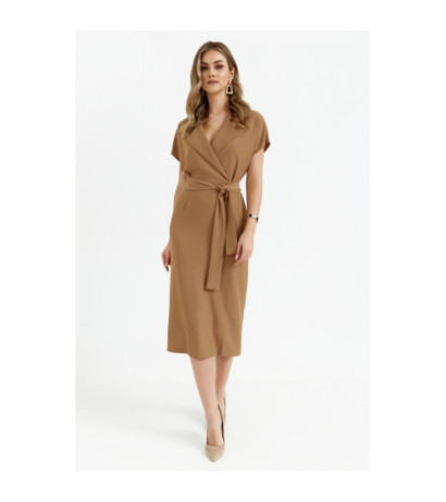 S363 Midi dress with collar - beige