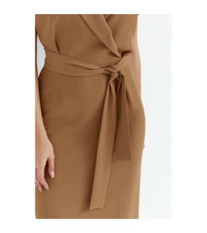 S363 Midi dress with collar - beige