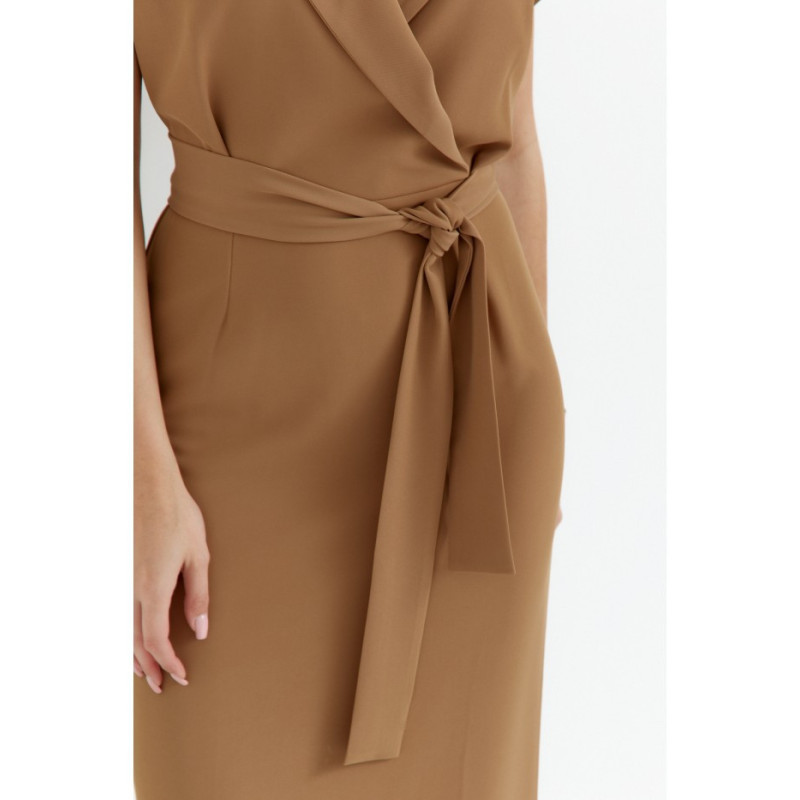 S363 Midi dress with collar - beige