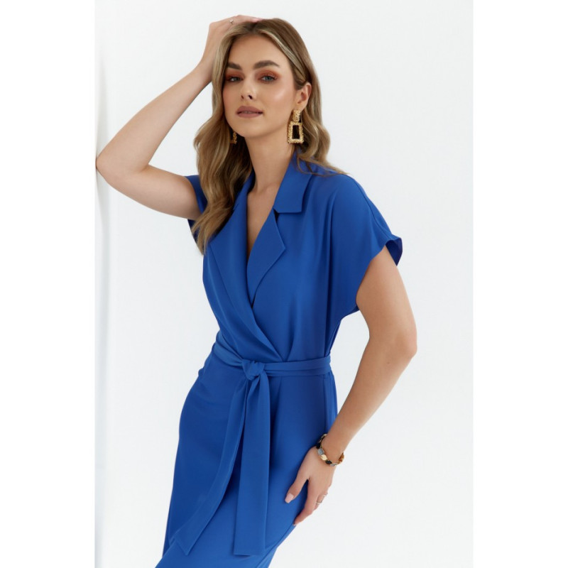 S363 Midi dress with collar - blue