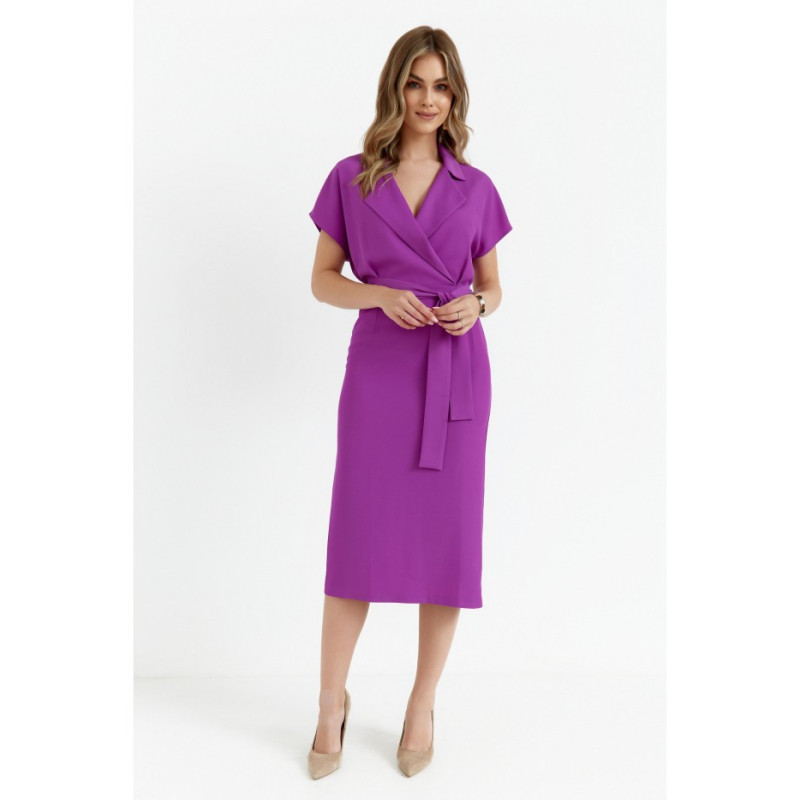 S363 Midi dress with collar - lavender