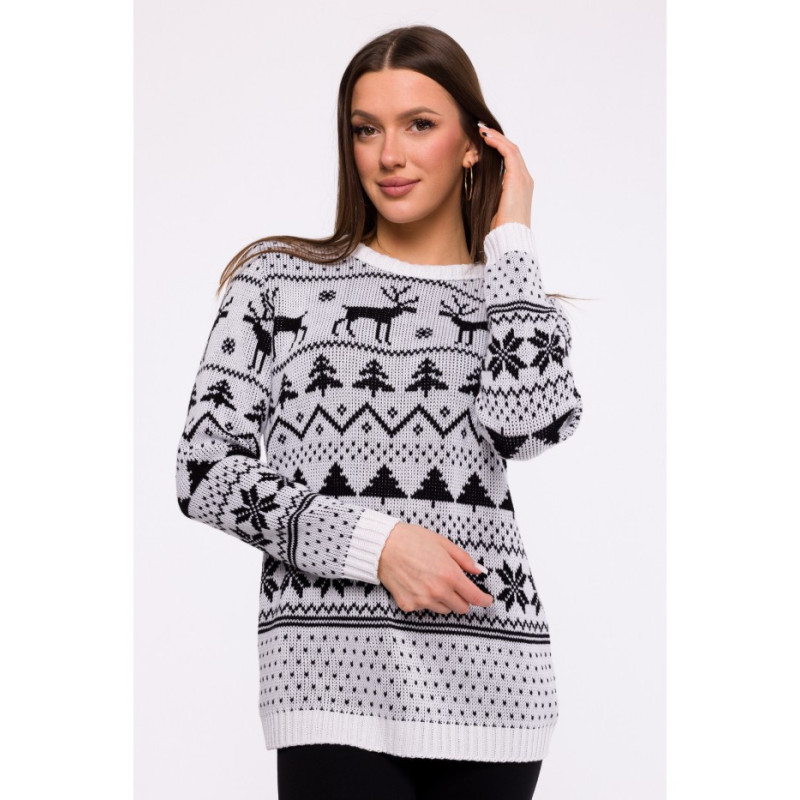 MXS09 Christmas straight cut sweater - white