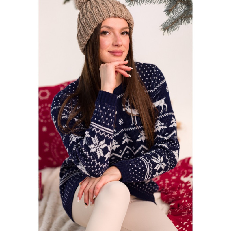 MXS09 Christmas straight cut sweater - navy blue