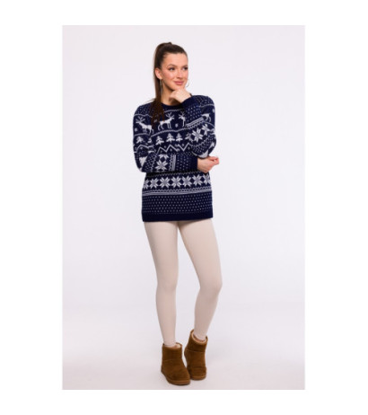 MXS09 Christmas straight cut sweater - navy blue