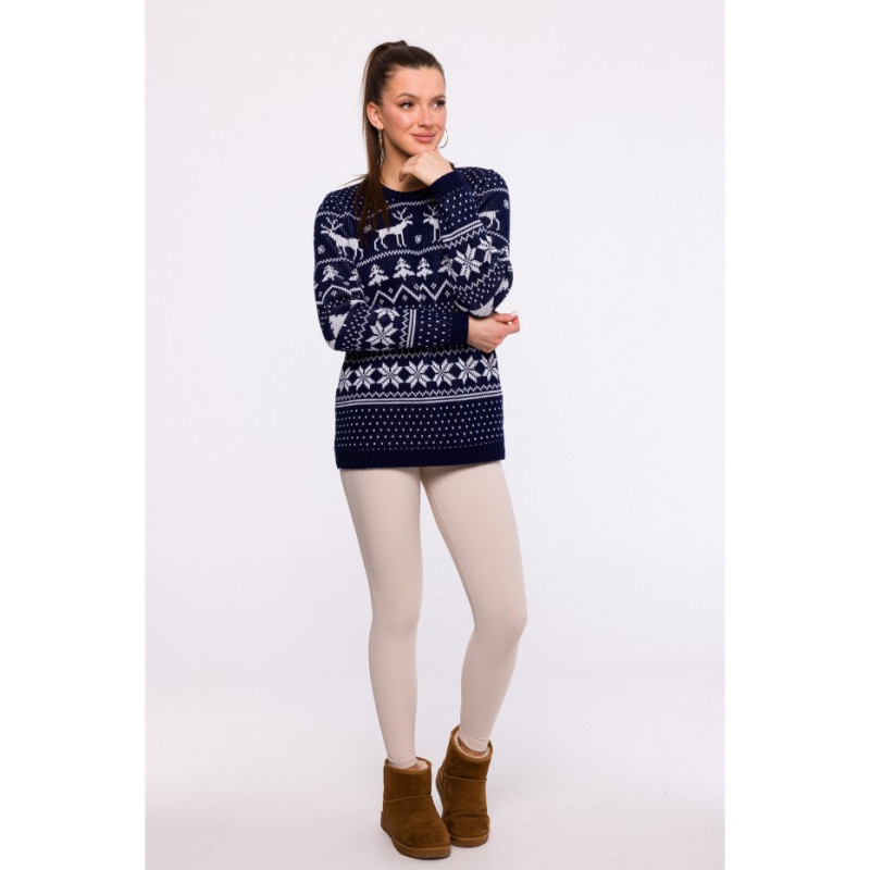 MXS09 Christmas straight cut sweater - navy blue