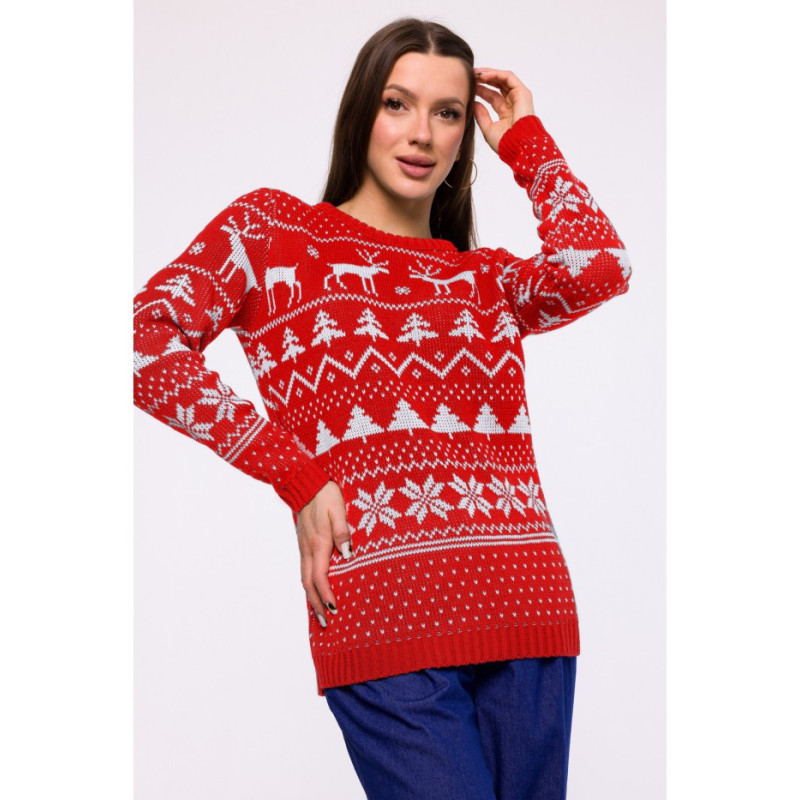 MXS09 Christmas straight cut sweater - red