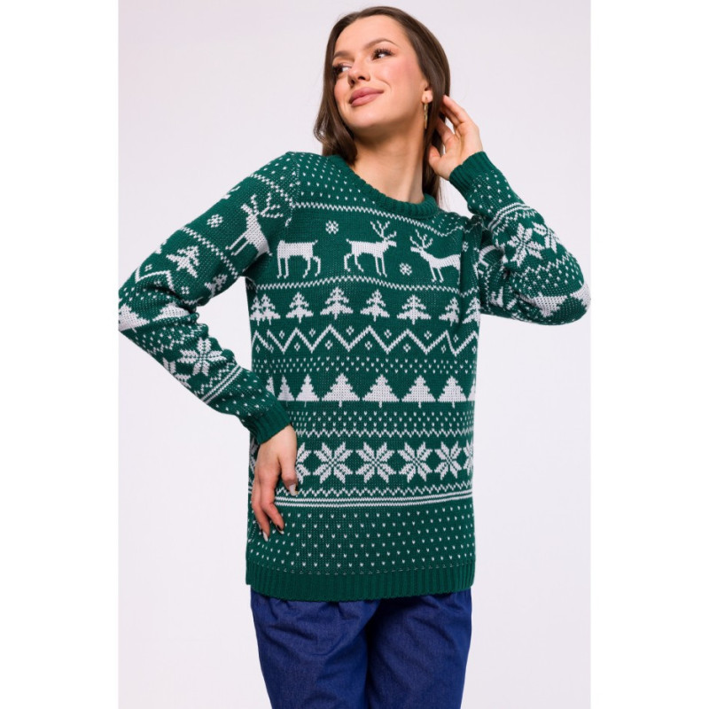 MXS09 Christmas straight cut sweater - green