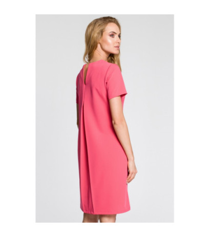 M309 Trapeze dress with contrasting pleats on the back - pink