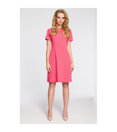 M309 Trapeze dress with contrasting pleats on the back - pink