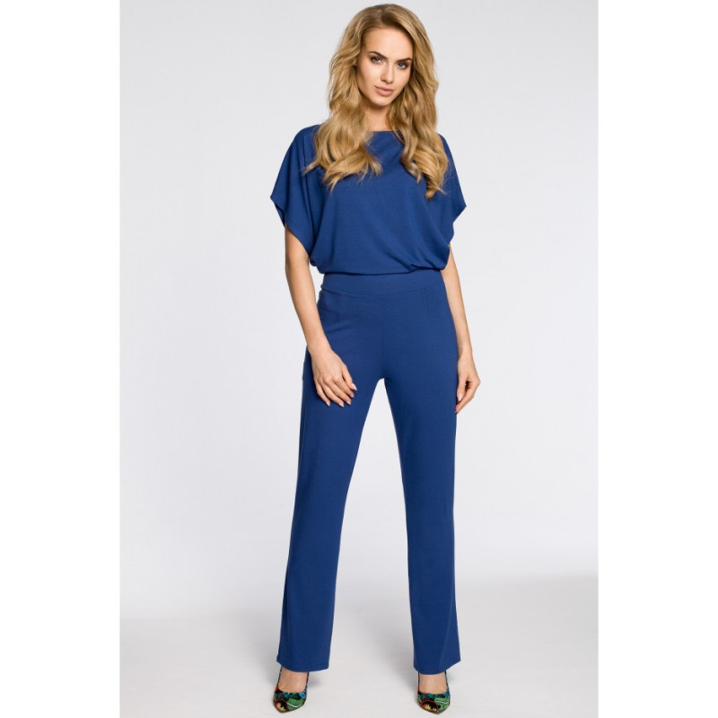 M319 Elegant jumpsuit with bat sleeves - blue