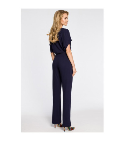 M319 Elegant jumpsuit with bat sleeves - navy blue