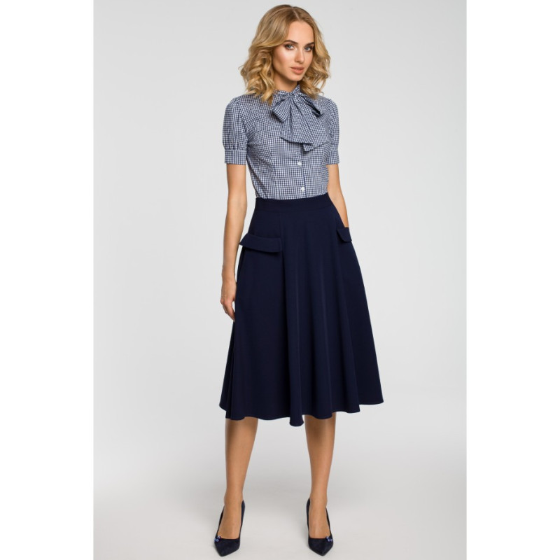 M321 Flared midi skirt with pockets - navy blue