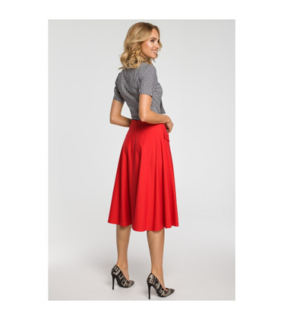 M321 Flared midi skirt with pockets - red