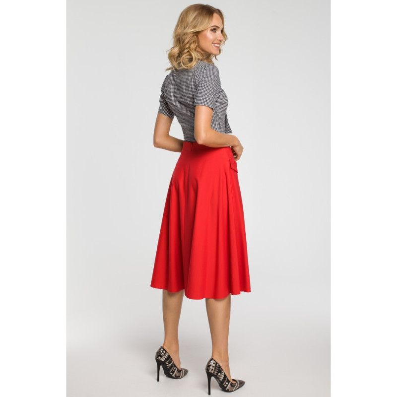 M321 Flared midi skirt with pockets - red