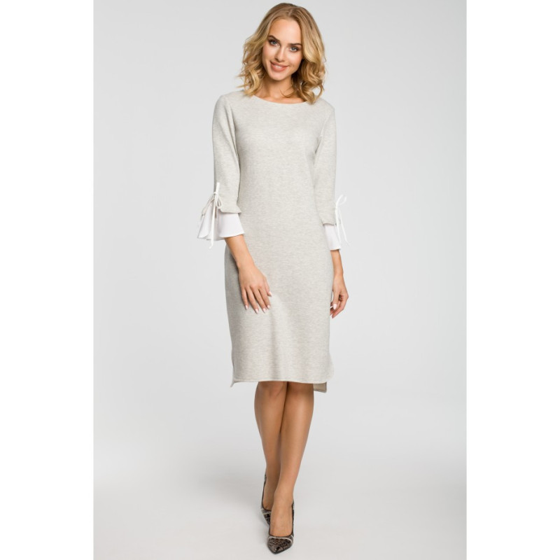 M327 Dress with layered sleeves - ashen