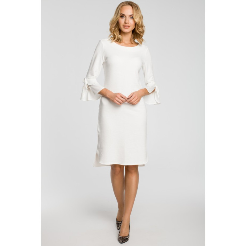 M327 Dress with layered sleeves - ecru