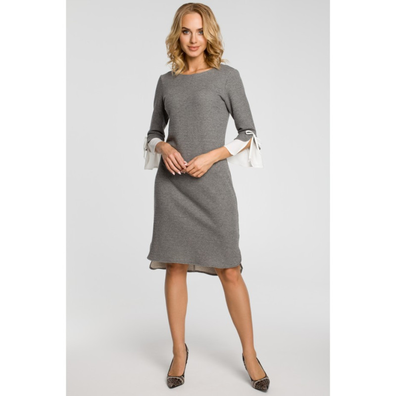 M327 Dress with layered sleeves - gray