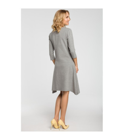 M328 Asymmetrical dress with lowered waist - gray