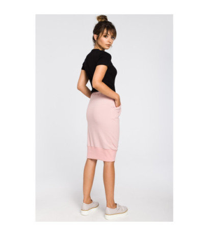 B049 Midi pencil skirt with overlap at the bottom - powder blue