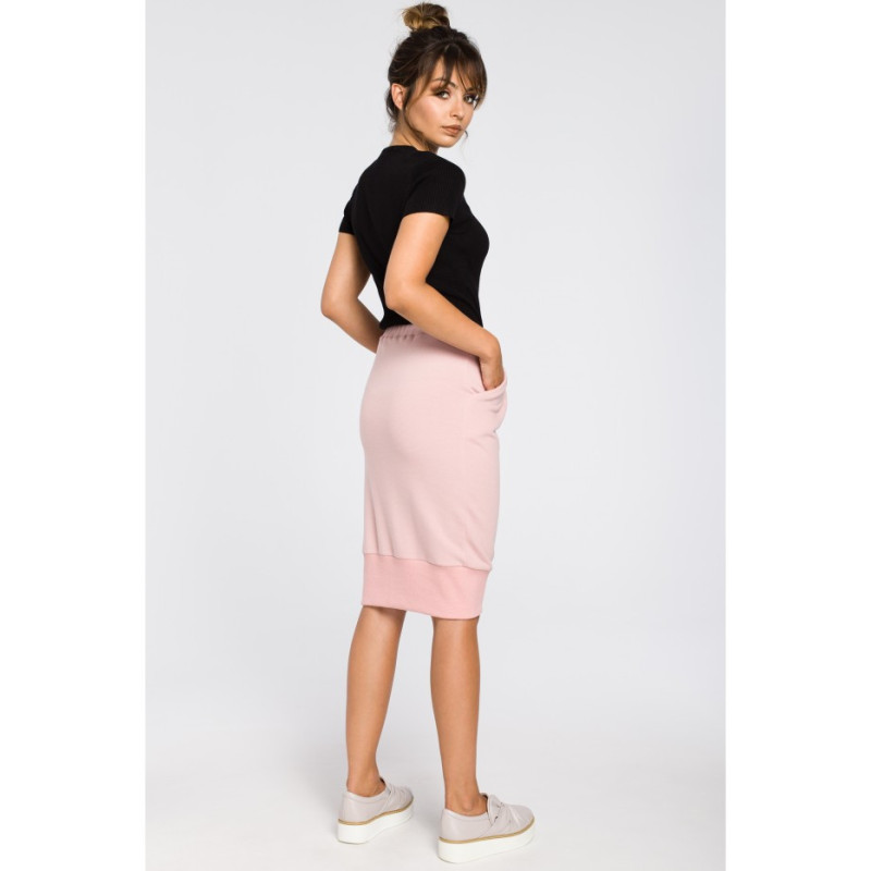 B049 Midi pencil skirt with overlap at the bottom - powder blue