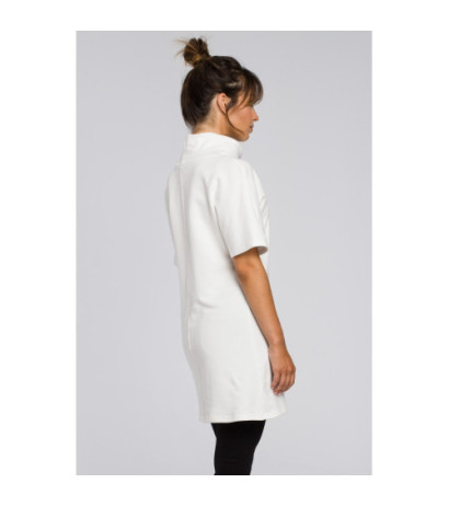 B051 Simple women's tunic with half turtleneck - ecru