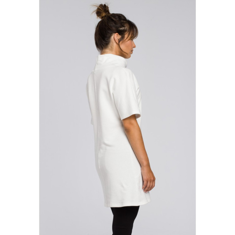 B051 Simple women's tunic with half turtleneck - ecru