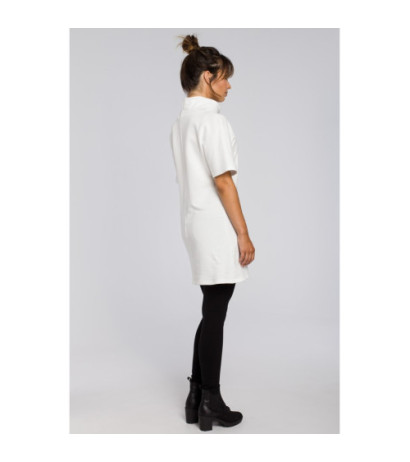 B051 Simple women's tunic with half turtleneck - ecru