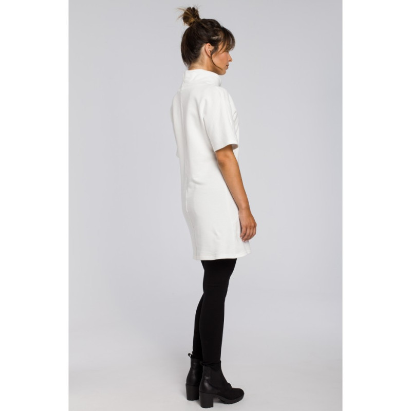 B051 Simple women's tunic with half turtleneck - ecru