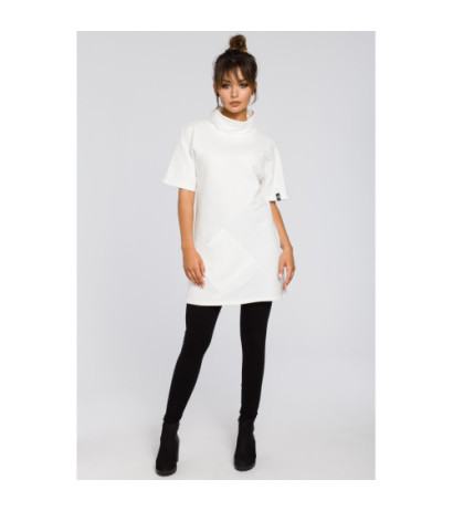 B051 Simple women's tunic with half turtleneck - ecru