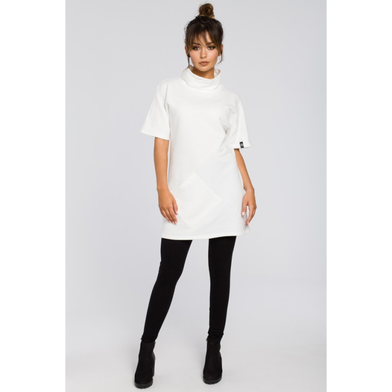 B051 Simple women's tunic with half turtleneck - ecru