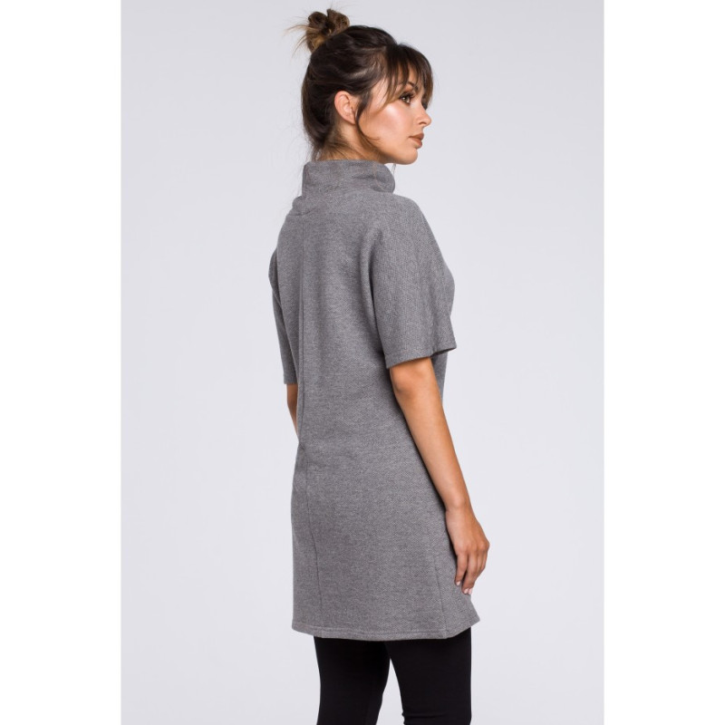 B051 Simple women's tunic with half turtleneck - gray