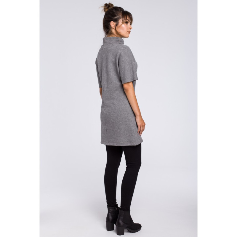 B051 Simple women's tunic with half turtleneck - gray