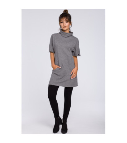 B051 Simple women's tunic with half turtleneck - gray