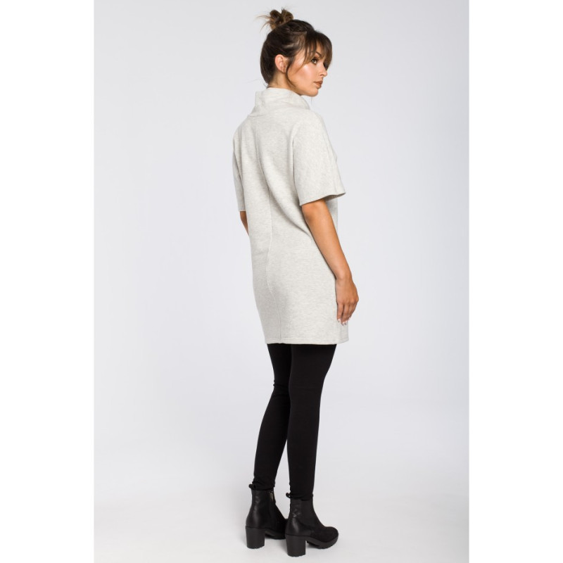 B051 Simple women's tunic with half turtleneck - ashen