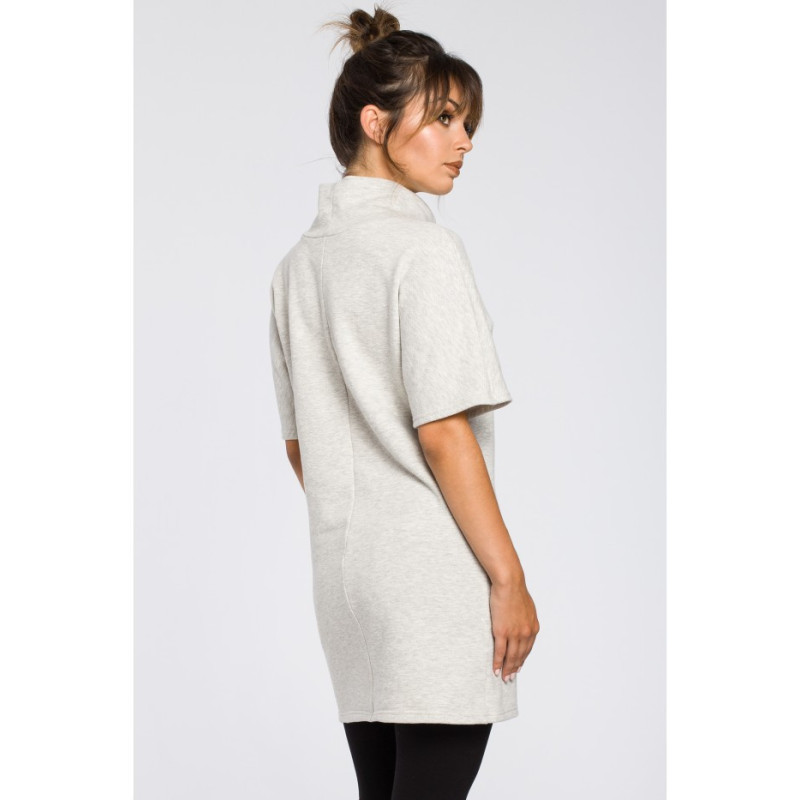 B051 Simple women's tunic with half turtleneck - ashen