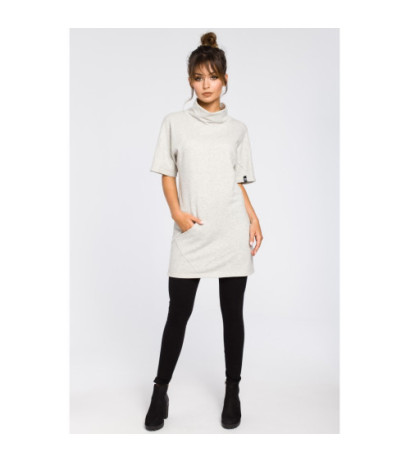 B051 Simple women's tunic with half turtleneck - ashen