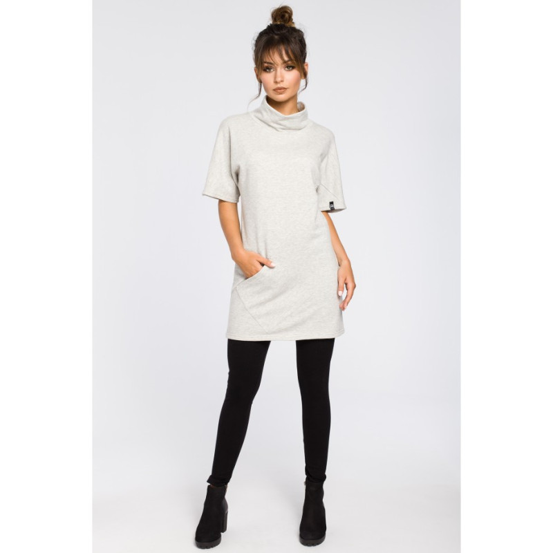 B051 Simple women's tunic with half turtleneck - ashen