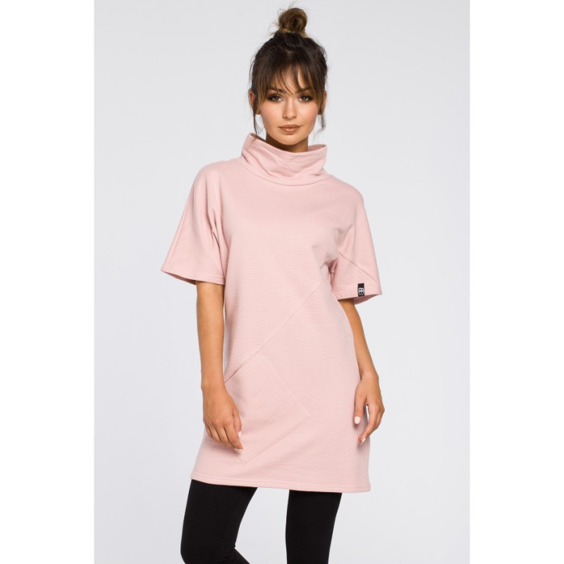 B051 Simple women's tunic with half turtleneck - powder blue