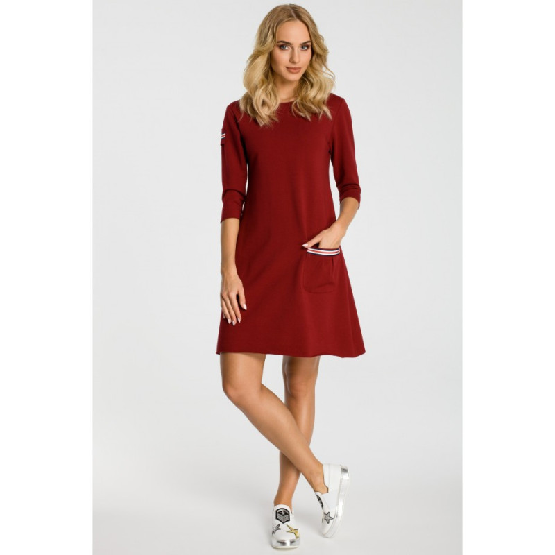 M343 Trapeze dress with pocket - maroon