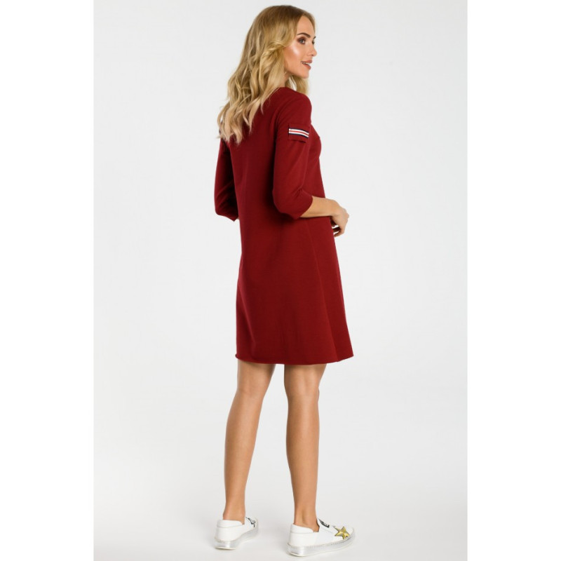 M343 Trapeze dress with pocket - maroon