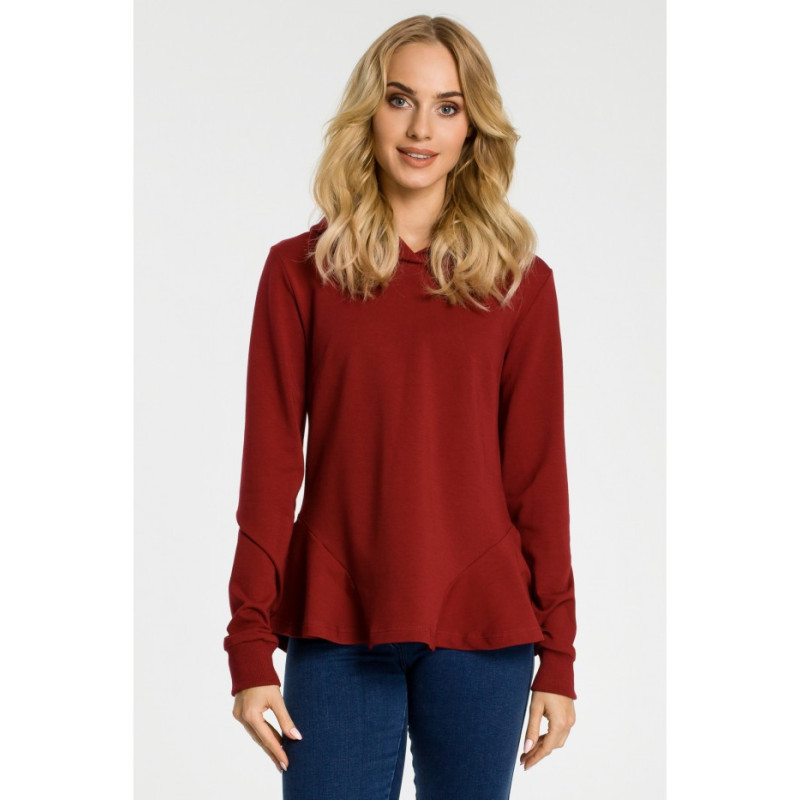 M345 Hooded sweatshirt with frills - maroon