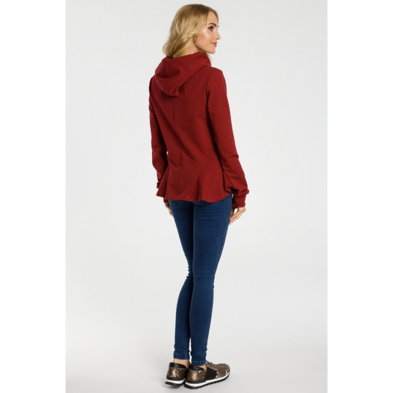 M345 Hooded sweatshirt with frills - maroon