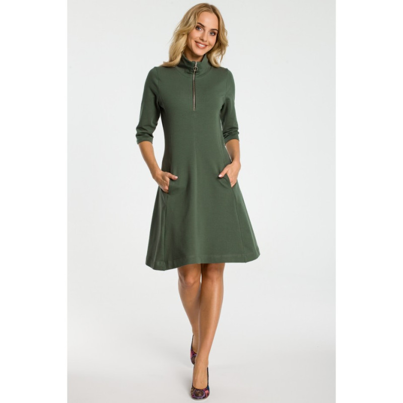 M349 Dress with collar and zipper - military green