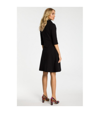 M349 Dress with collar and zipper - black