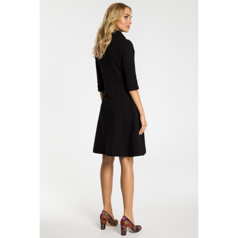 M349 Dress with collar and zipper - black