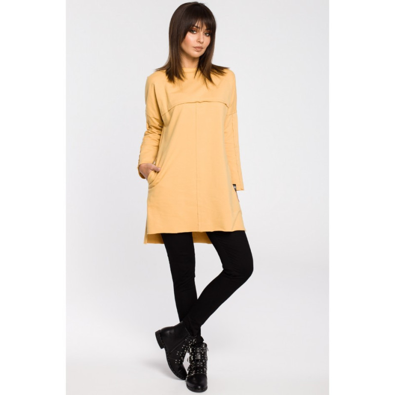 B059 Oversize tunic with stitching - yellow