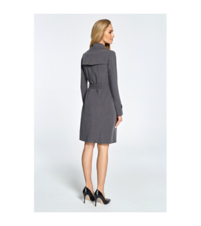 S094 Lightly waisted coat with belt loops - gray