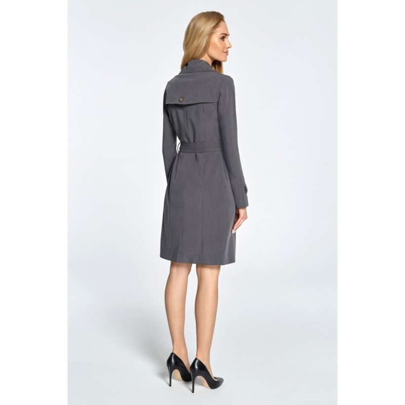 S094 Lightly waisted coat with belt loops - gray